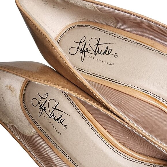 LifeStride Genuine Leather Peep Toe Platform Wedge Heels Tan Size 9 - Picture 10 of 13